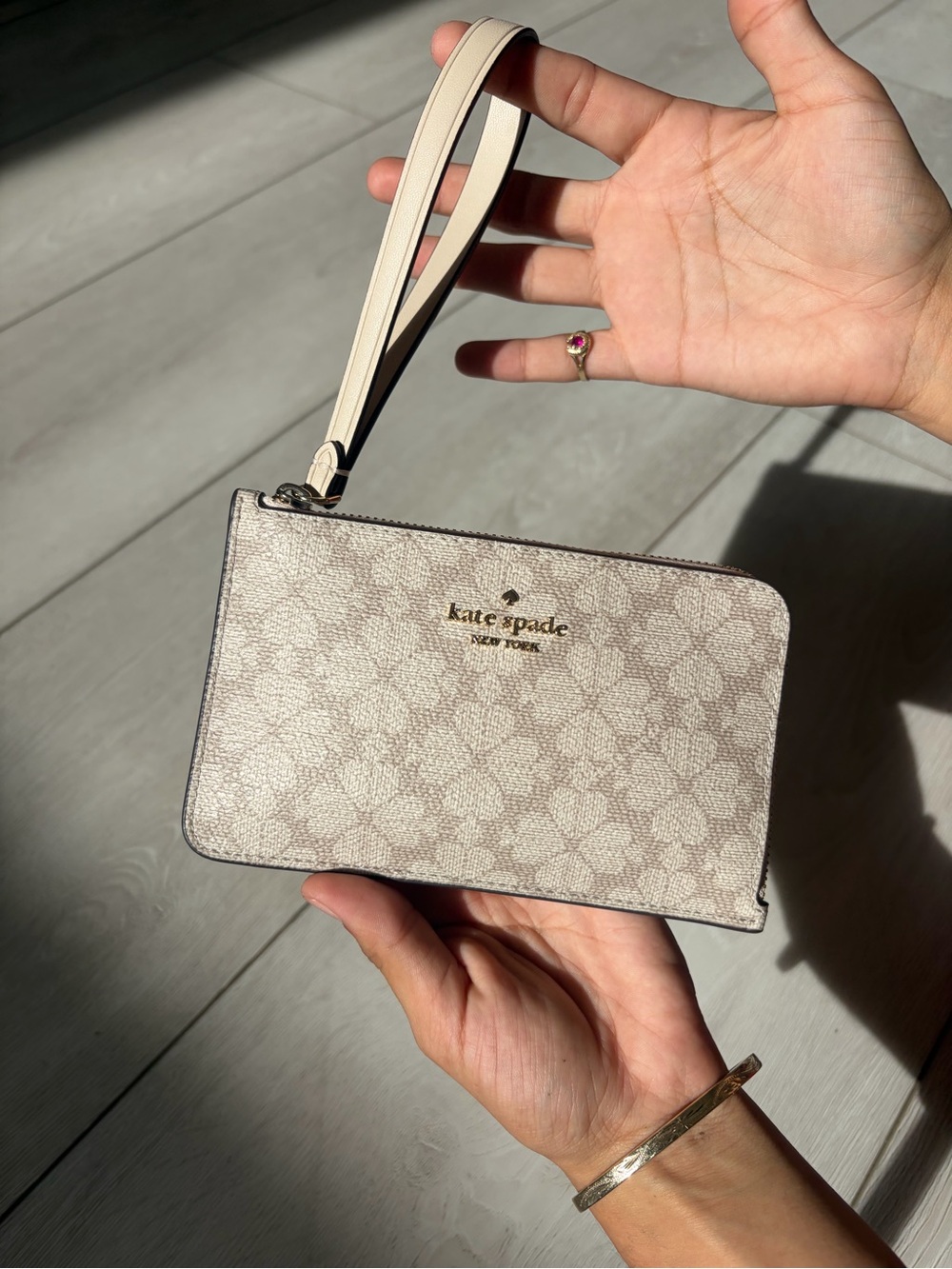 kate spade Neutral Floral-Print Wristlet with Detachable Strap